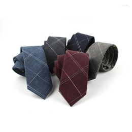 Bow Ties Fashion Jeans Neck For Men 6cm Skinny Denim Cotton Casual Solid Necktie Plaid Narrow Gravata Business Suits Tie Fier22