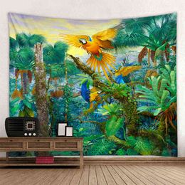 Tropical Rainforest Tapestry Mandala Tarot Wall Hanging Astrology Prophecy Witchcraft Room Decoration Carpet J220804