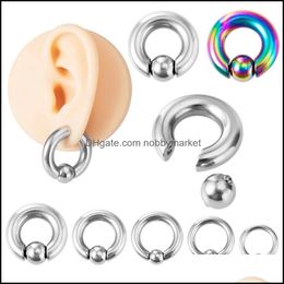 Nose Rings Studs Body Jewelry Stainless Steel Captive Bead Hoop Ear Piercing Expander Gauge Closure Nipple Ring Drop Delivery 2021 6Hets