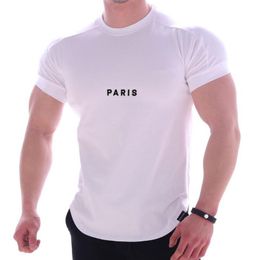 Mens Designer T Shirts Fashion Men Tee Short Sleeve Summer Brand Paris Letter Print Cotton T-Shirts Bodybuilding Fitness Training Polo Shirts Size M-3XL