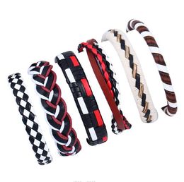 fashion Braid Series Men woman cowhide Bracelet DIY Beaded Strands Black white Combination suit Bracelet 6styles/1set