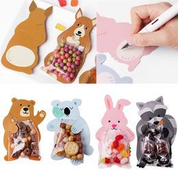 cute cookie boxes Australia - Gift Wrap Animal 10pcs lot Baby Shower Birthday Party Cute Bags Candy Cookie Bear Box Greeting Cards RabbitGift WrapGift