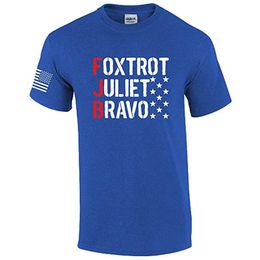 Men's T-Shirts Foxtrot Juliet Bravo Funny Political American Flag Short Sleeve T-Shirt Graphic Tee