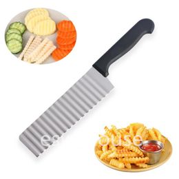 Stainless Steel Potato Chip Slicer Dough Vegetable Fruit Tools Crinkle Wavy French Fry Potato Cutter Chopper