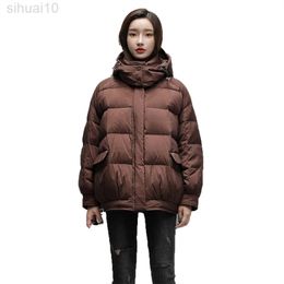 Winter Down Cotton Coat Women New Hooded Casual Warm Bread Clothing Korean Black Blue Yellow Fashion Short Parkas Jacket L220730