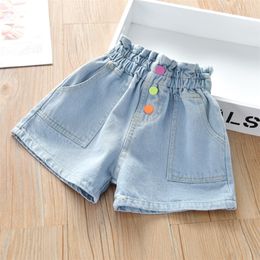 Summer Solid Color Children Kids Baby Toddler Girls Clothes Denim Shorts Pants for Long Jeans Pans Autumn 220419