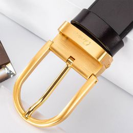 Belts Ciartuar For Men High Quality Genuine Leather Belt Pin Buckle Luxury Designer Waist Strap Jeans Business Gold BeltBelts