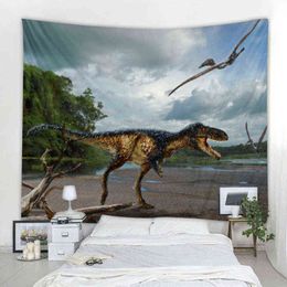 Dinosaur Tapestry Mandala Bohemian Wall Carpet Art Deco Blanket Curtain Hanging Home Bedroom Living Room Decoration Boho J220804