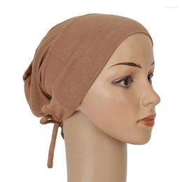 Beanie/Skull Caps Arab Muslim Cap Turban Modal Elastic Bottom Tie Rope Hijab Pure Color Adjustable Head Wrap For Women Bandage Davi22