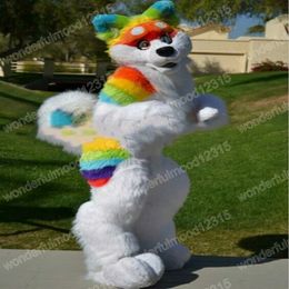 Christmas Rainbow Husky Dog Mascot Costumes High quality Cartoon Character Outfit Suit Halloween Outdoor Theme Party Adults Unisex Dress