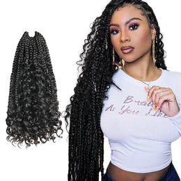 Crochet Braids Goddess Box Braid Hair Extensions With Curly End Bohemian River Locs Synthetic Boho Braiding Hair