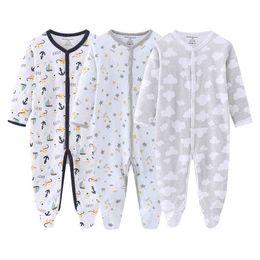 2020 Newborn Cotton 1/3PCS Romper Baby Boy Clothes Full Sleeve 0-12M Baby Girl Clothes Autumn Girls Baby Clothing Ropa de bebe G220510