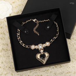 Chokers Vintage Gold Color Steam Punk Hip-Hop Design Jewelry Heart Leather Bracelet Necklace Choker Brand JewelryChokers Godl22
