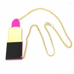 Pendant Necklaces Fashion Women Big Lipstick Model Necklace Acrylic Trendy Girls Party Gift Gold Pink Color Jewelry AccessoriesPendant Sidn2