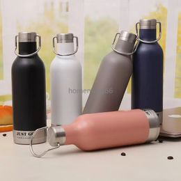 500ml High Capacity Water Bottles With Metal Handle Stainless Steel Tumbler Easy To Carry Cup AA