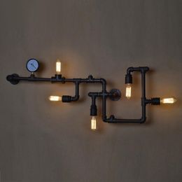 Wall Lamp Vintage Iron Lighting Water Pipe Dining Room Corridor Bedroom Living E27 LED Sconce Indoor Decor Fixture LightWall