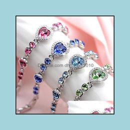 Charm Bracelets For Women Womens Korea Bracelet Fashion Heart Crystal Bangles Glamorous Drop Delivery 2021 Jewelry Dhseller2010 Dhqek