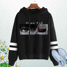 Anime Hoodie Tokyo Ghoul Anime Kaneki Ken Cool Eyes Hoodie Women Casual Pullover Women Clothing Hoodies Girl Sweatshirts Goth Y220713