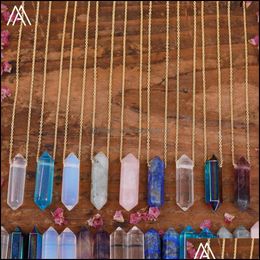 Arts And Crafts Mineral Amethyst Pink Crystal Stick Point Stone Pendant Necklace Fashion Women Terminated Gemstones Boho Su Sports2010 Dhyxy