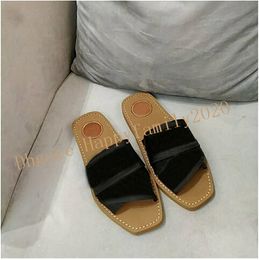 EERW 203 outdoor slipper shoes women CHIOE CLOE woody tote mules flat sandals slides designer canvas slippers beige white black 35-42 0A2S0