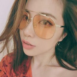 Sunglasses Super Star Fashion Women Metal Earring Men Vintage Blue Oversized Glasses Frame Lunette 1148RSunglasses