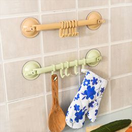 Hooks & Rails Wall Row Locking Sucker 6 Kitchen Nail-free Seamless Bath Towel Clothes Bathroom Hook Tool Home AccesoriosHooks