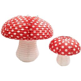 Large Mushroom Shaped Paper Lanterns for Birthday Party Decor Hanging 3D Mushroom Ornament Backdrop for Baby Shower Nurs 220527