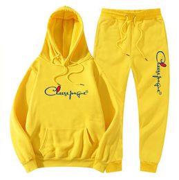 Couple Brand LOGO Tracksuit Hooded Sweatshirts and Jogger Pants Classic Men Women Daily Casual Sport Outfits Autumn Fashion Hoodie