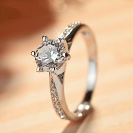 Wedding Rings Huitan Classic 6 Cubic Zirconia Ring For Women Simple Elegant Design Eternity Brilliant CZ Luxury JewelryWeddingWedding