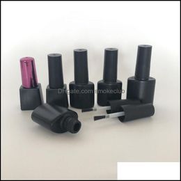 Packing Bottles Office School Business Industrial 5Ml 8Ml 10Ml Hdpe Plastic Uv Led Gel Nail Polish With Brush Black Matte Top Coat Light-