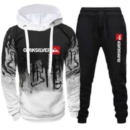 Men s printed autumn winter Hoodie and pants suit sportswear casual slim fit men s sports shirt jogging 220719