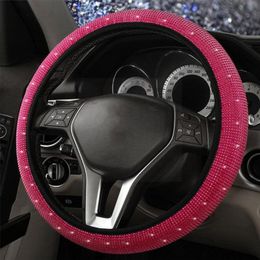 Steering Wheel Covers Universal Car Rhinestones Cover With Sparkling Crystal Car-Styling Diamond Case Prote S4I8Steering