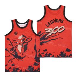 Movie Basketball Film 300 King Leonidas Jersey of Sparta University Team Color Red All Stitched Hip Hop For Sport Fans HipHop Pure Cotton College Good/Top Quality