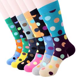 Men's Socks 12 Pairs Men Hiphop Happy Jacquard Fashion Colforful Dots Pattern Cotton Dress232s