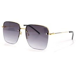 Alloy Square Semi-Rimless Sunglasses 2022 Women Steampunk Style Eyewear UV400 Protection Luxury Oculos De Sol