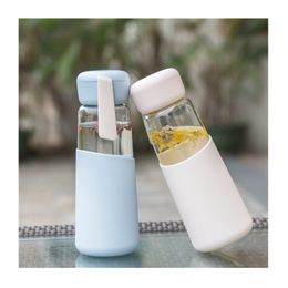 400ml Water Bottle Leak-proof Glass Bottle Outdoor Sports Bottles Portable Children School Cup W1