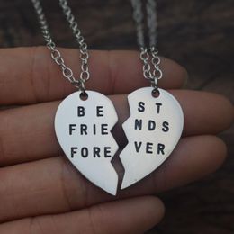 Pendant Necklaces 12pcs Fashion Couple Friends Necklace Stainless Steel Broken Heart Friendship JewelryPendant