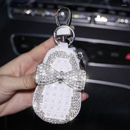 Interior Decorations Diamond Leather Car Key Case Keyboard Cover Automobile Bling Decoration Accessories For Woman Styling GadgetsInterior