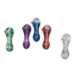 Colorful Pyrex Thick Glass Pipes Glitter Liquid Filled Handpipes Freezable Waterpipe Glow In The Dark Portable Dry Herb Tobacco Filter Bowl Luminous Smoking Holder