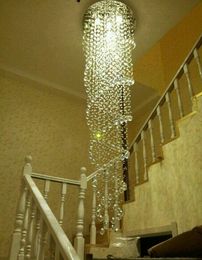 Pendant Lamps Modern Simple LED Chandelier Rotating Staircase Crystal Long Duplex Floor Villa Living Room LampPendant