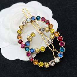 New designer Colourful Rhinestones Letters Women Hair Clips Barrettes for fashion lady hair Jewellery Accessories with gift box