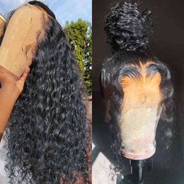 Inch Lace Frontal Wig Water Wave xx Front Human Hair Wigs Deep Curly Glueless Virgin Brazilian For Women 220606