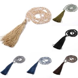 Pendant Necklaces Fashion Boho Long Fringe Tassel Women Glass Beads Crystal Statement Collar Bohemian Jewellery GiftsPendant