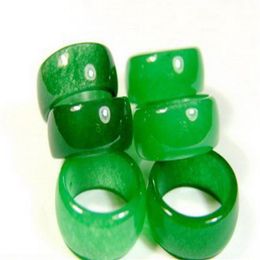 -1pc Green 100% Natural de grado A Jade Jadee Ring ancho 9 mm-10mm288j