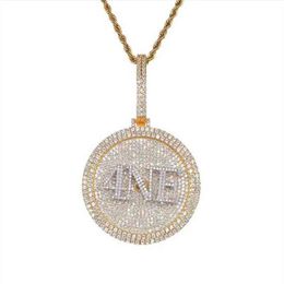 Custom 5x5cm Name Medal Pendants Hip Hop Style Men Spin Necklace Chain Any Font Letters Numbers Symbols Color317K