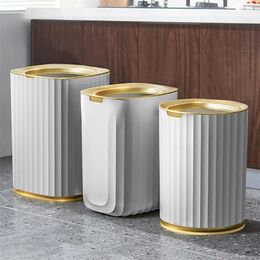Joybos Kitchen Trash Can 15L Kitchen Compost Bin Vertical Kitchen Wastebasket Office Bathroom Paper Garbage Can 220408