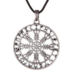 Pendant Necklaces Antique Silver Nordic Compass Rune Hollow Retro Viking Talisman Men's NecklacePendant