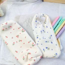 20pcs Pencil Bags Student Cotton Floral Prints Fresh Long Storage Bag