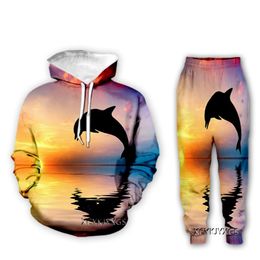 Men's Tracksuits Xinchenyuan Dolphin Art 3D Printed Clothing Long Sleeve Fashion Sweatshirt Hoodies Sport Pants Z33Men's