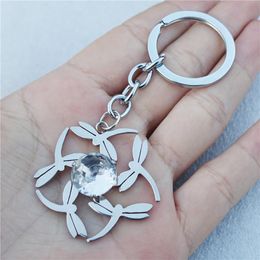 Keychains Dragonfly Keychain Stainless Steel Keyring Insect Cute Jewelry Women Girls Gift 12 Pieces / Lot Wholesale